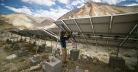 Installation of solar panels in the mountains