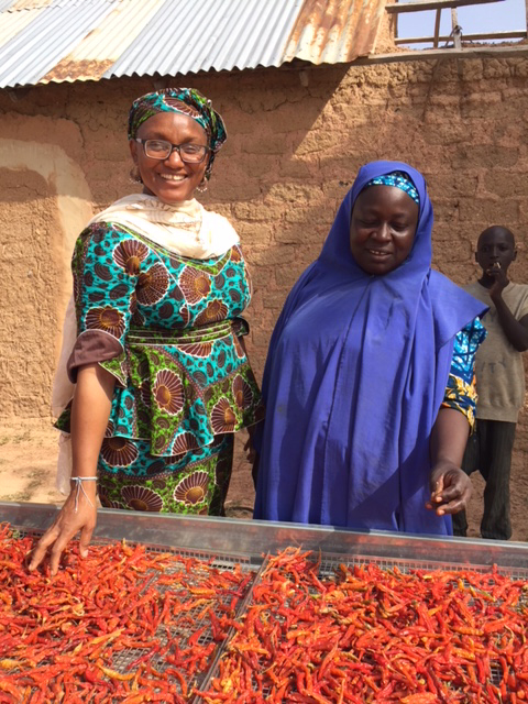 Habiba with a chili dryer