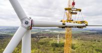 Wind turbine being assembled