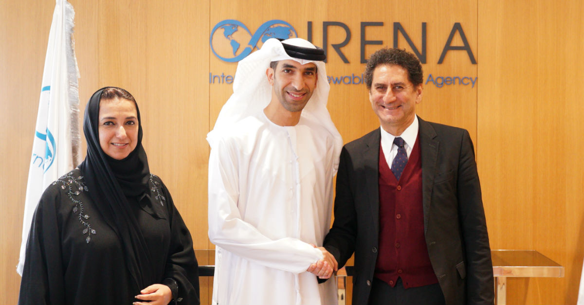 Francesco la Camera with Dr Thani Al Zeyoudi and Dr Nawal
