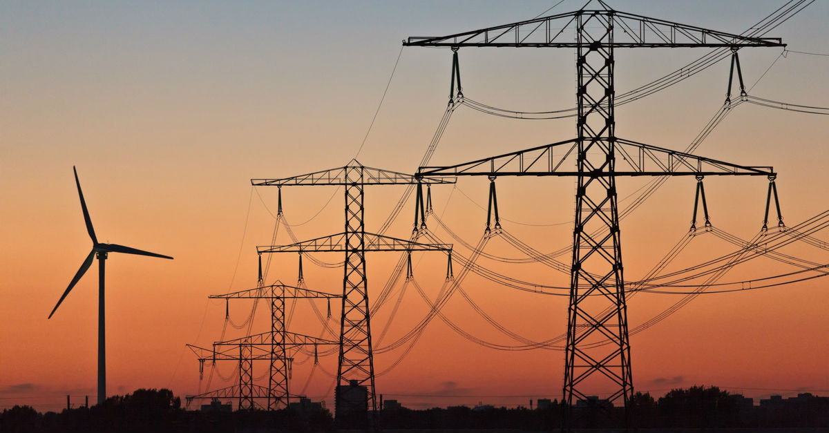 wind turbines and transmission poles