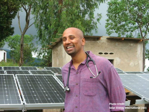 Doctor and solar panels
